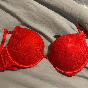 Victorias Secret Red Lace Push Up Bra